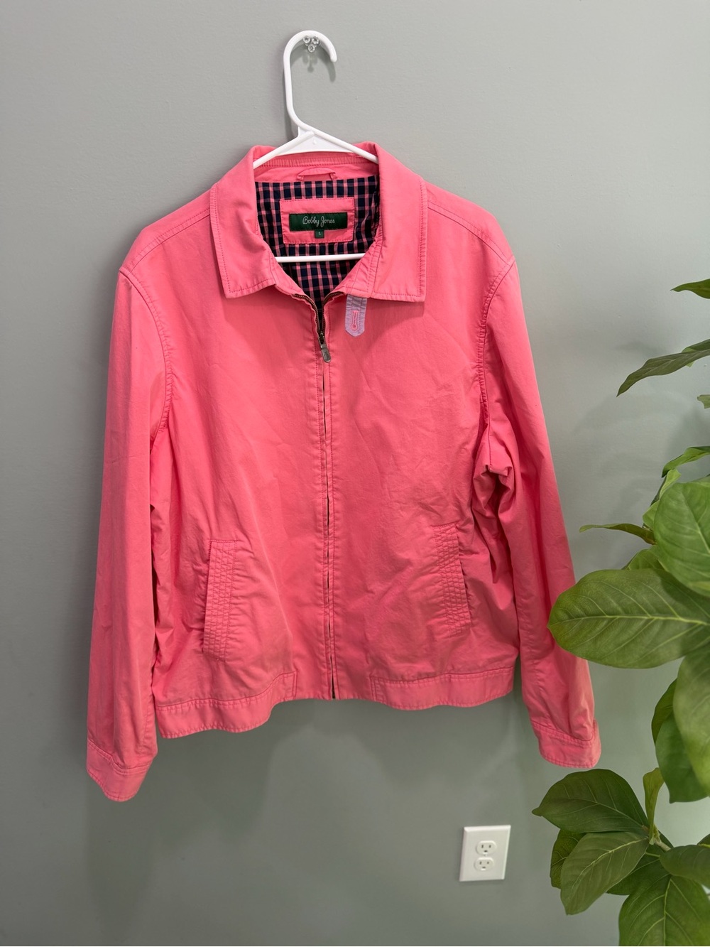 Bobby Jones Coral-Pink Zip Front Bomber Jacket